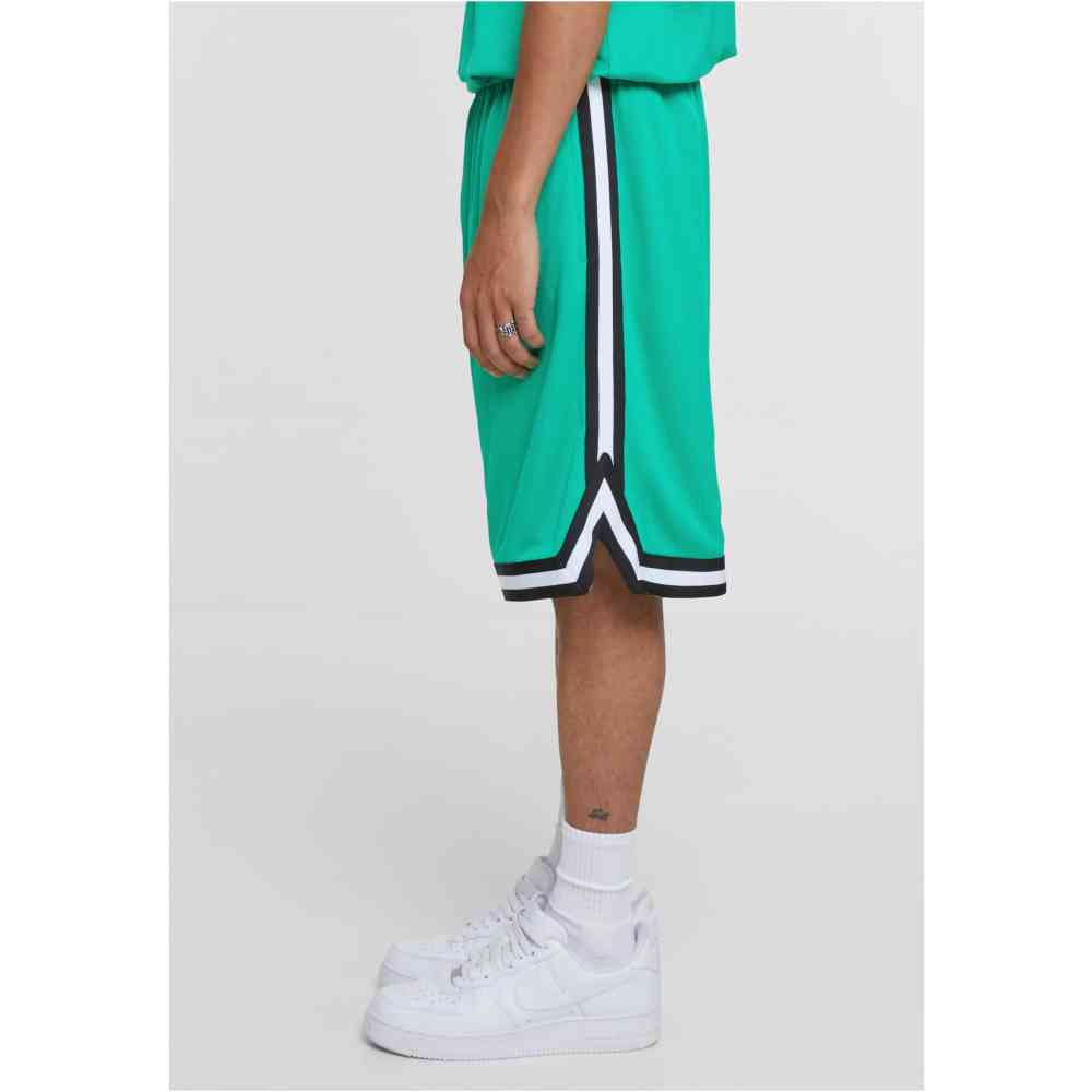 Urban Classics - Stripes Mesh Pantalon court - Vert/Noir